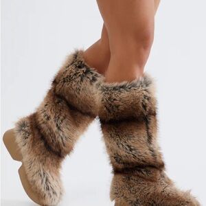 Faux Fur Tan Boots